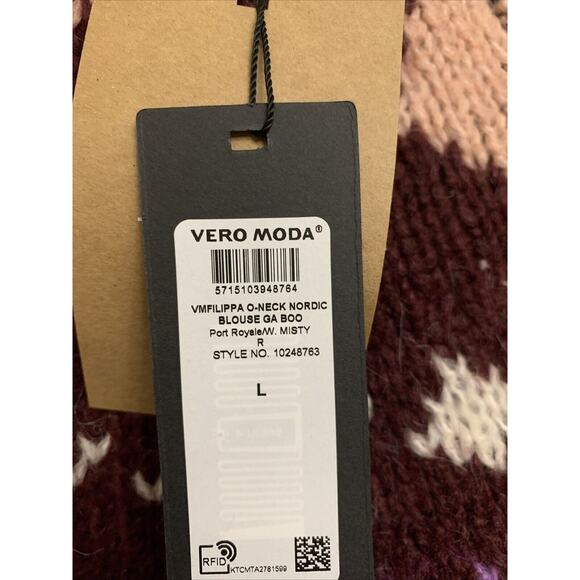 Vero Moda Fair Isle Sweater Womens L Nwt Nordic - Picture 5 of 6